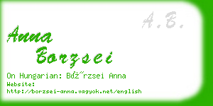 anna borzsei business card